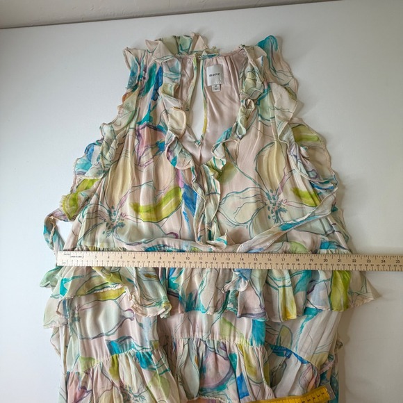 Maeve Anthropologie Watercolor Floral Ruffle Hi-Low Dress Sz XS Fairy Romantic - Picture 13 of 14
